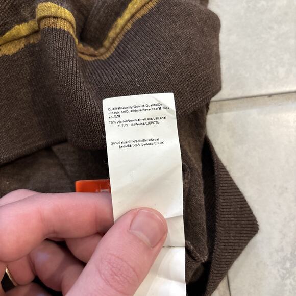 Hugo Boss Handcrafted Wool/Silk Brown Sweater Men’s Sz XL Pullover Knit Flaw* - Picture 10 of 11